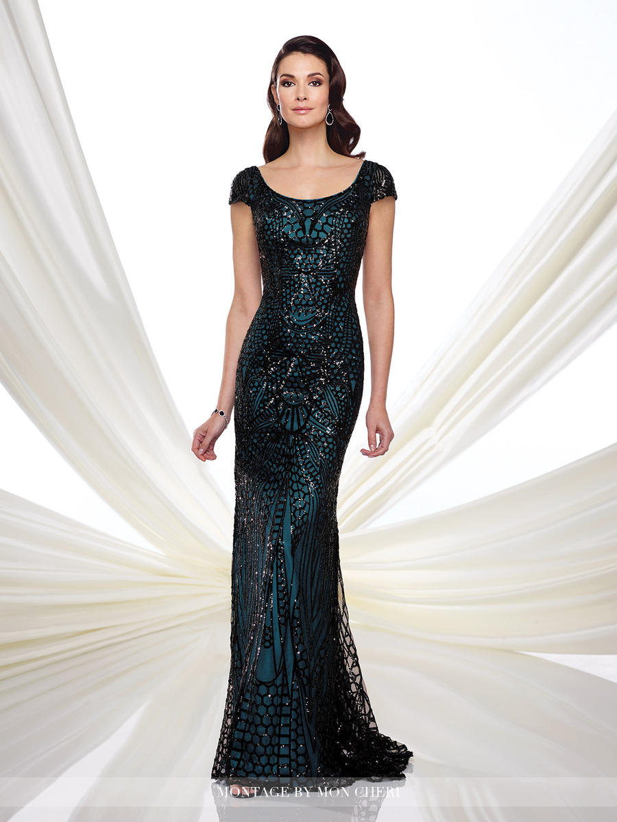 French Novelty: Montage 216972 Scoop Neck Sequin MOB Dress