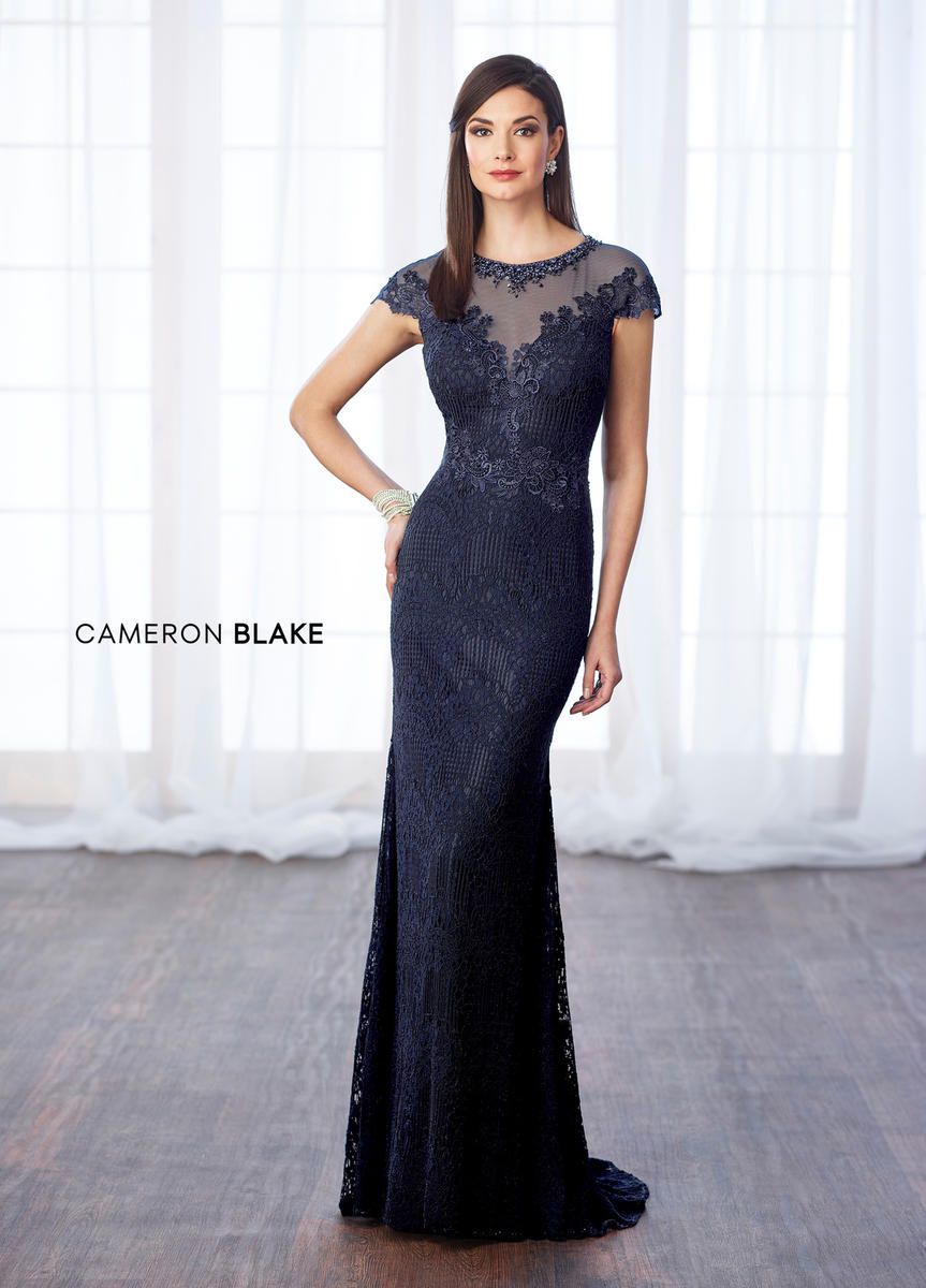 French Novelty: Cameron Blake 217642 Sheer Lace Mother of the Bride Dress