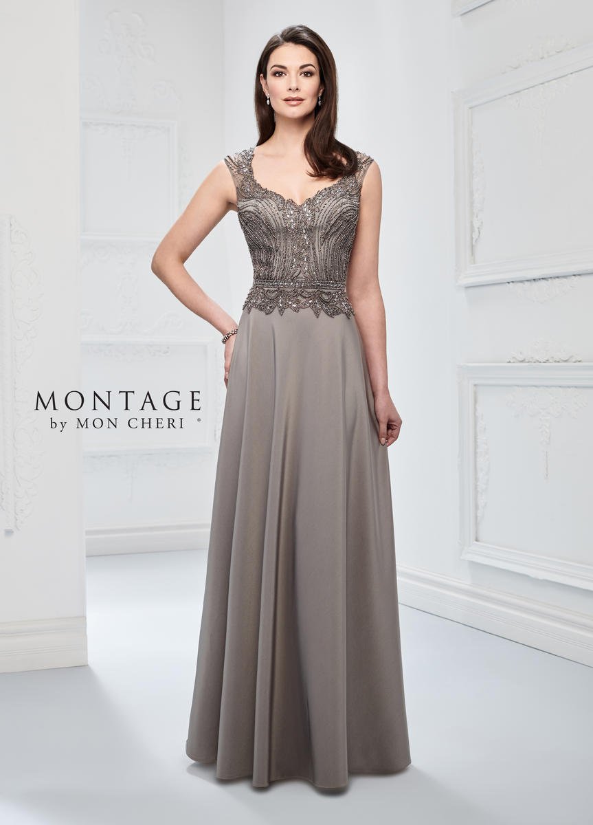 French Novelty: Montage 218907 Stretch Crepe Gown with Beading