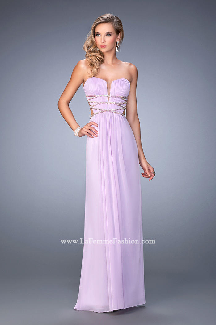 La Femme 22465 Plunging V Neck Prom Gown: French Novelty