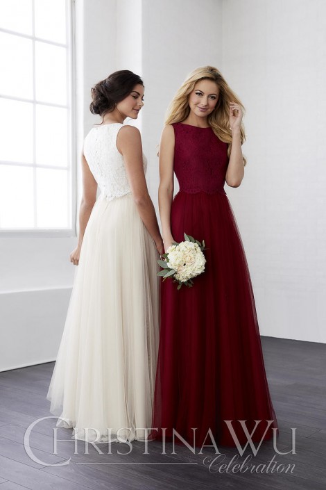 red tulle bridesmaid dress