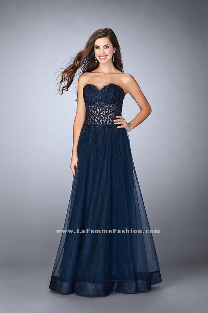 French Novelty: La Femme 22964 Sheer Tulle Prom Gown