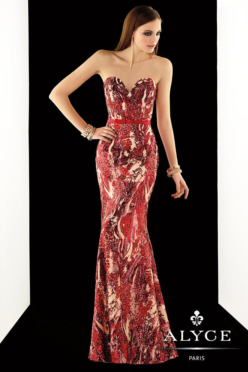 French Novelty Alyce Claudine 2360 Sequin Print Gown 1268