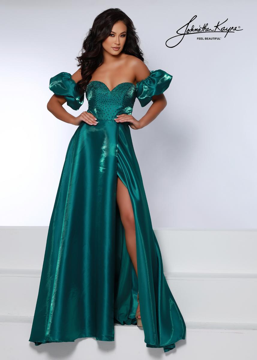 French Novelty: Johnathan Kayne 2642 Removable Puff Sleeve Gown