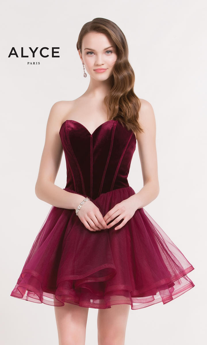 French Novelty Alyce Kalani Hilliker 2643 Velvet Tulle Ballet Prom Dress