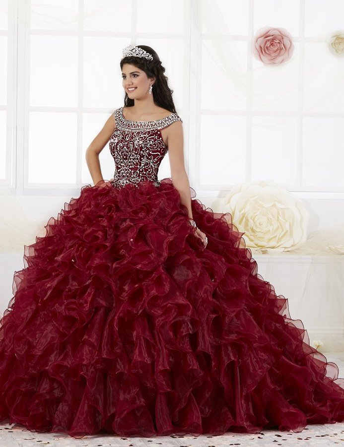 French Novelty: House of Wu 26897 Beaded Ruffle Quinceanera Dress