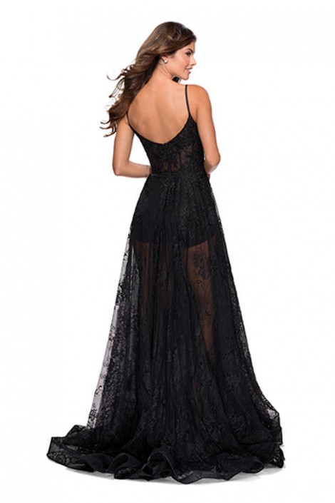 black sheer formal dress