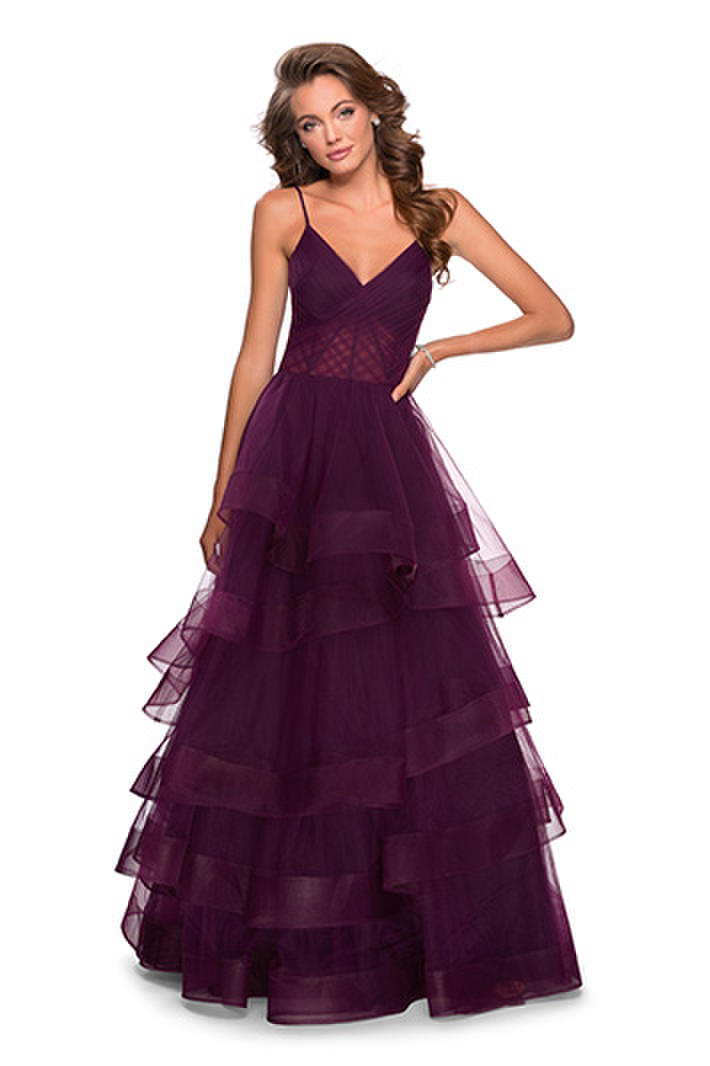 French Novelty: La Femme 28641 Tiered Tulle Prom Dress