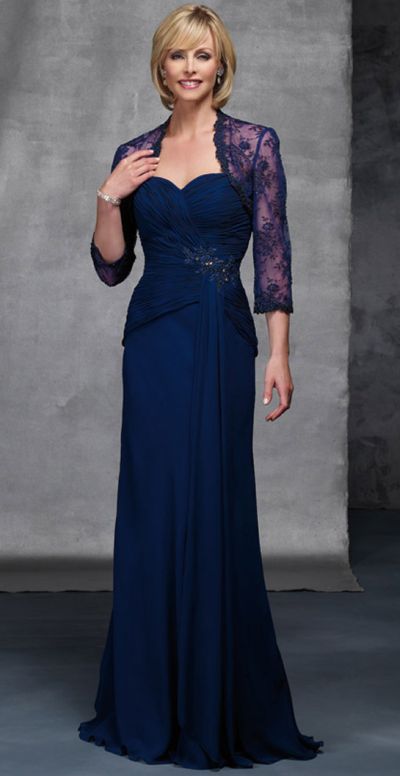 Jean De Lys Chiffon Evening Dress with Lace Jacket 29384 by Alyce ...