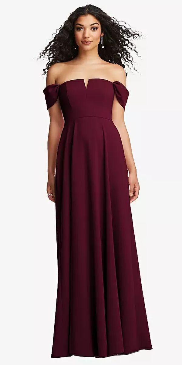 French Novelty Dessy Collection 3124 Off Shoulder V Notch Bridesmaid Dress