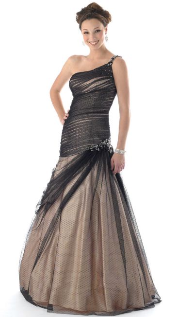 Mystique Prom Dress with Tulle Overlay 3137: French Novelty