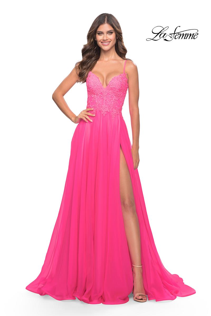 French Novelty La Femme 31506 Lace Top ALine Prom Dress