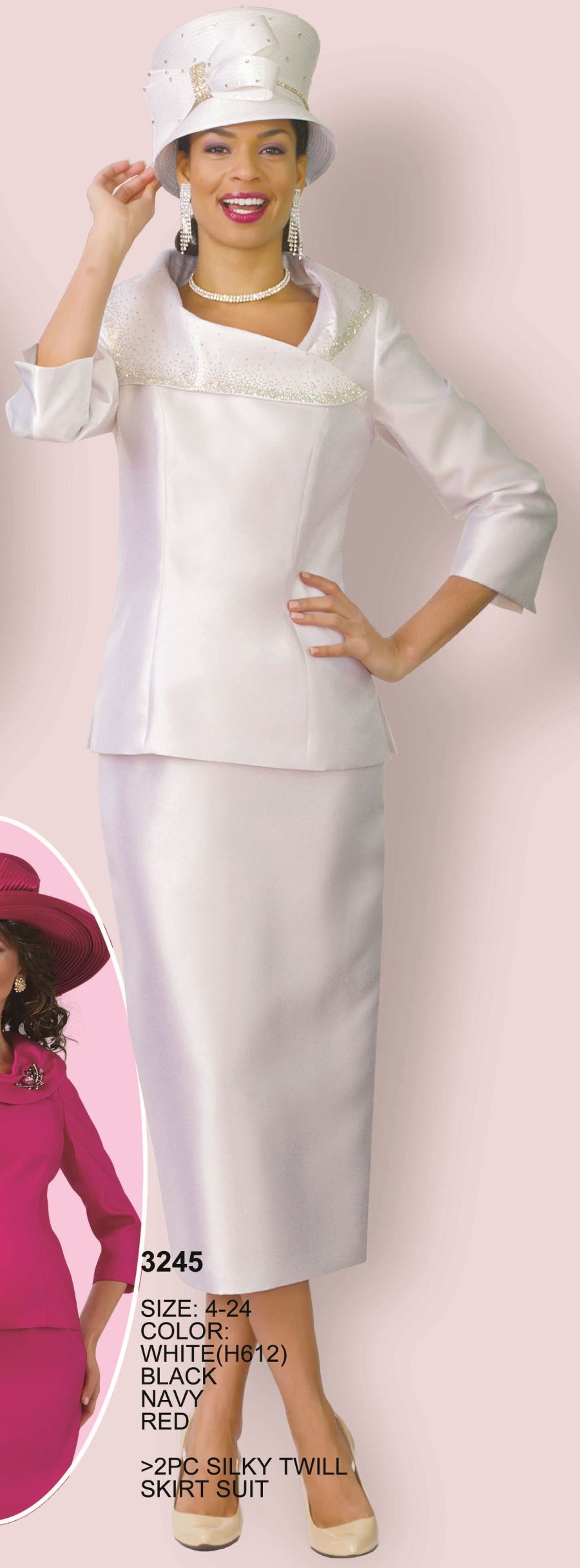 Lily and Taylor 3245 Womens Silky Twill Suit: French Novelty