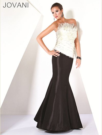 Jovani Black and White Evening Dress 3513: French Novelty