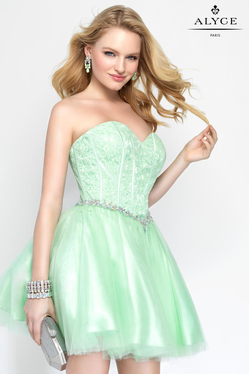 French Novelty: Alyce Paris 3682 Laced Bodice Short Dress