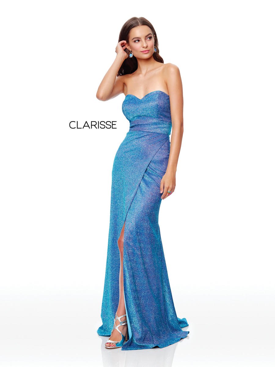French Novelty: Clarisse 3769 Iridescent Shimmer Jersey Prom Gown