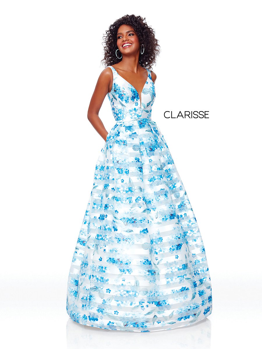 organza floral prom dress