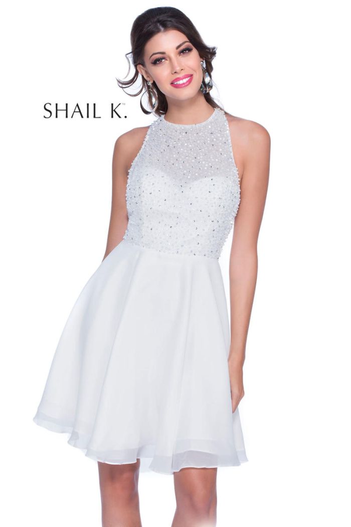 Shail K 4020 High Neck Short Party Dress: French Novelty