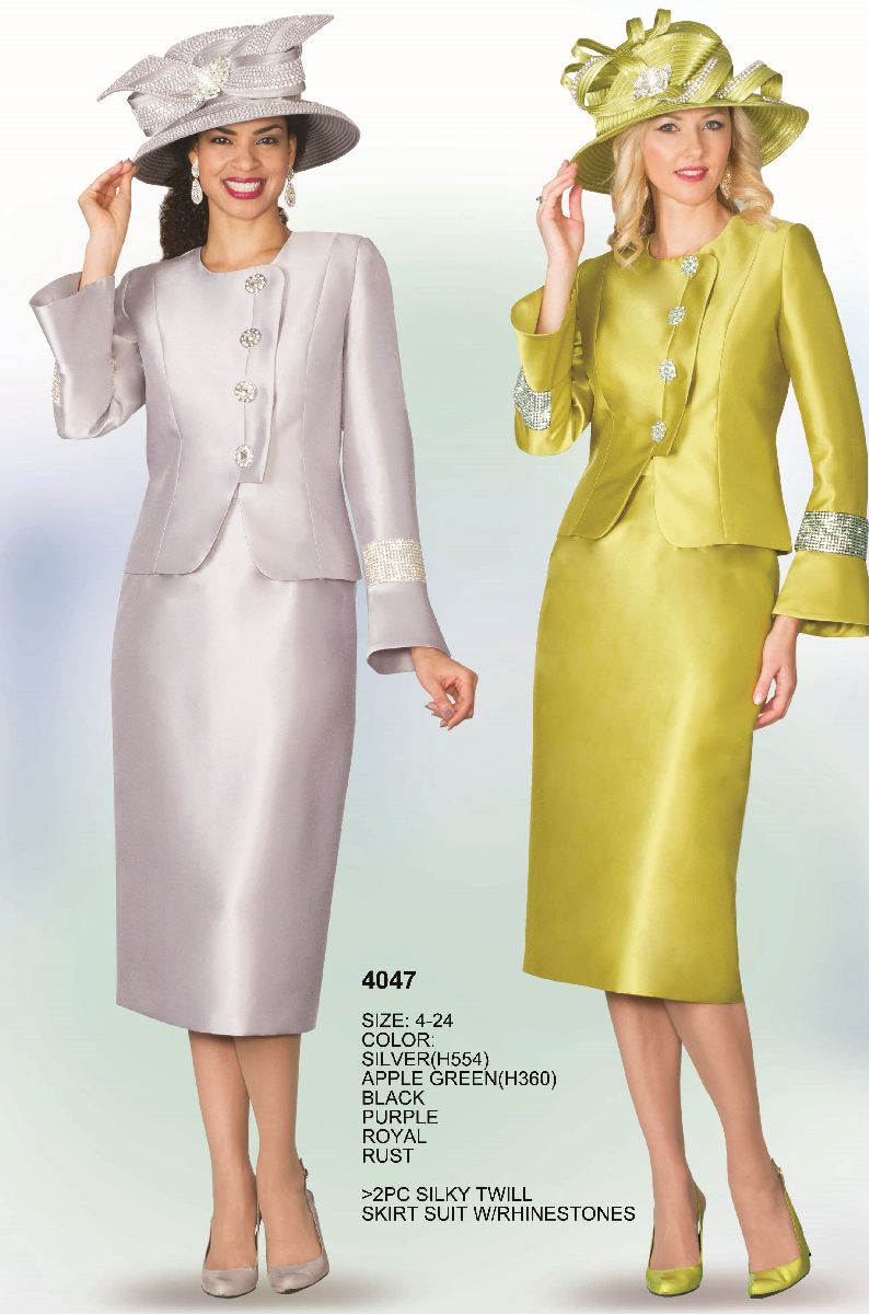 Lily and Taylor 4047 Ladies Rhinestone Church Suit: French Novelty