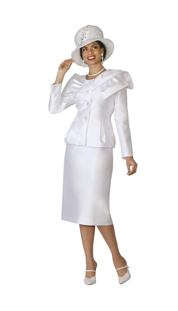 Lily and Taylor 4051 Ladies Suit with Unique Collar: French Novelty