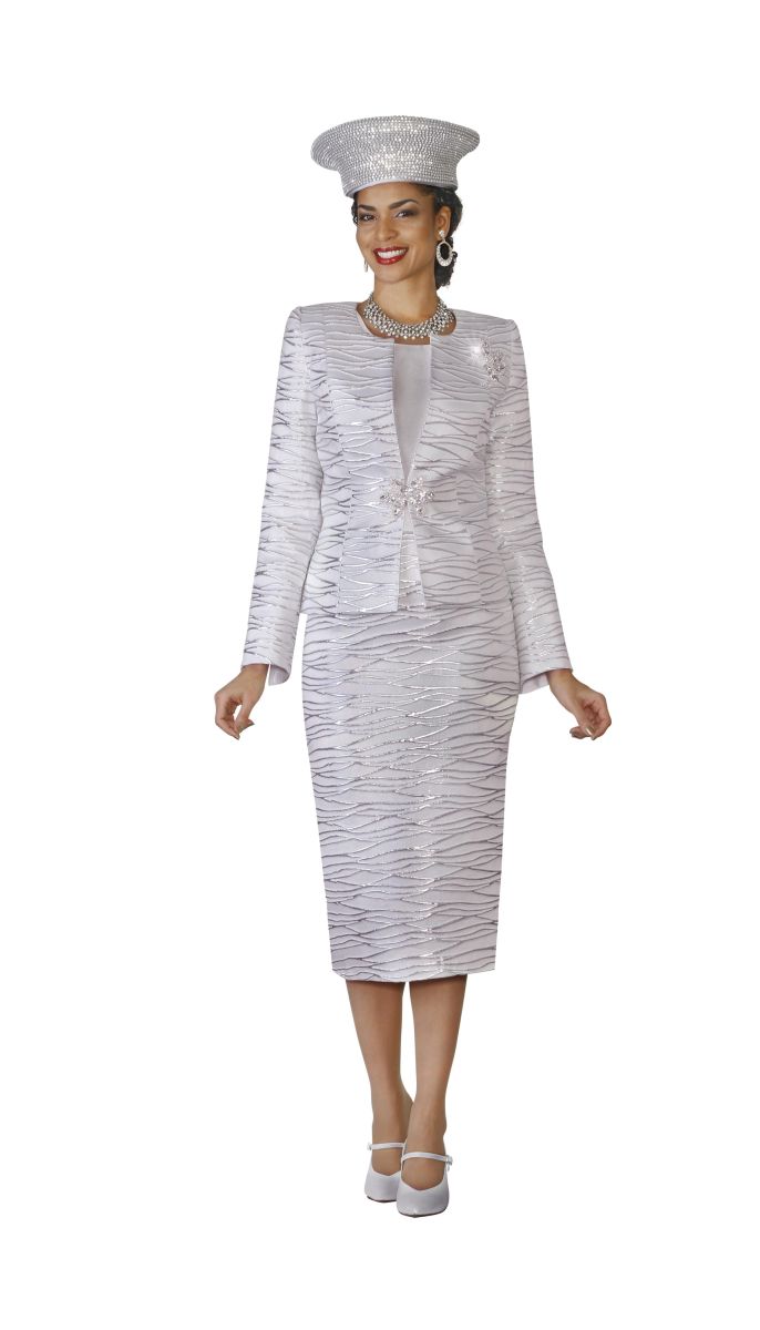 Lily and Taylor 4108 Ladies Metallic Church Suit: French Novelty
