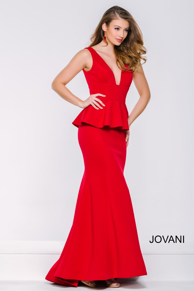 Jovani 41952 Peplum Evening Dress: French Novelty