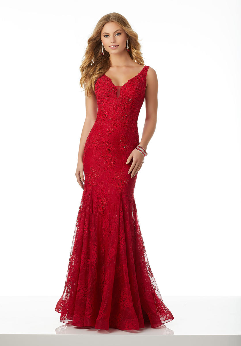 French Novelty: Morilee 42053 Beaded Lace Fitted Prom Dress