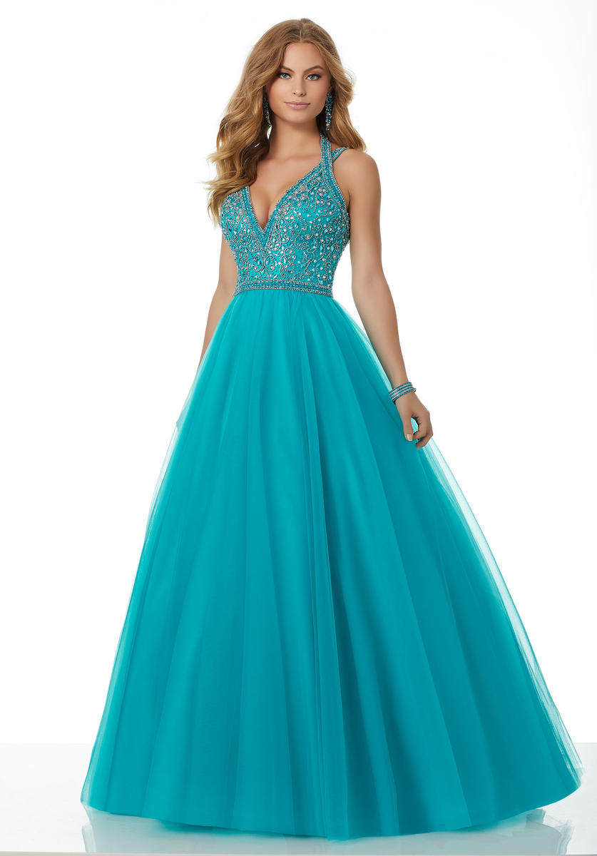 French Novelty Morilee 42091 Beaded Tulle Princess Prom Dress 8942