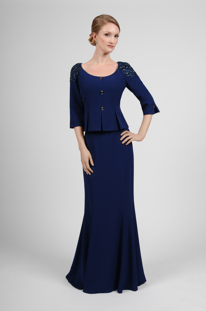 French Novelty: Daymor Couture 429 Embellished Shoulders Dress