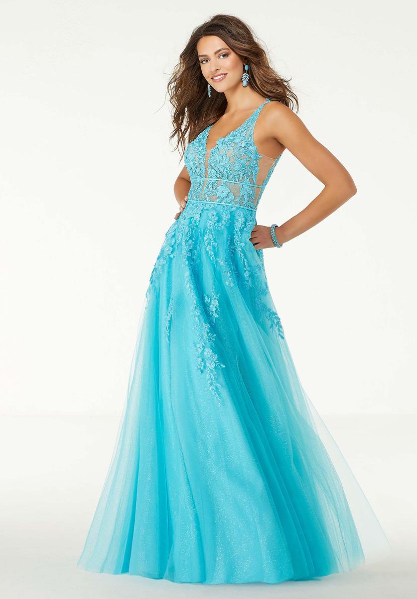 French Novelty Morilee 45069 Sheer Embroidered Prom Dress 0835