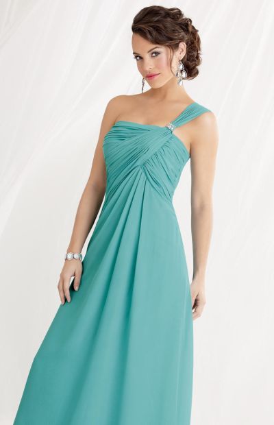 Jordan 453 One Shoulder Bridesmaid Dress with Ruching: French Novelty