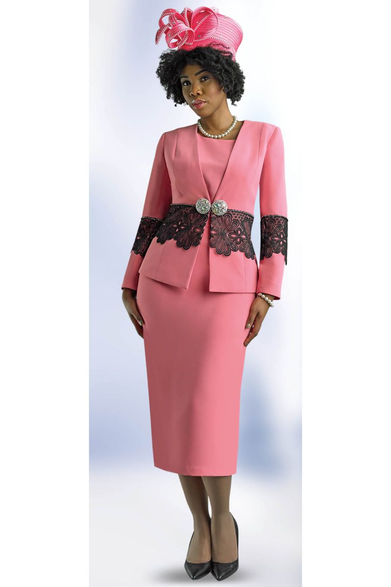 French Novelty: Lily and Taylor 4636 Ladies Contrasting Trim Suit