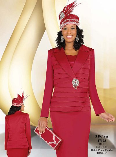 Ben Marc International Red Satin Womens Church Suit 47123: French Novelty