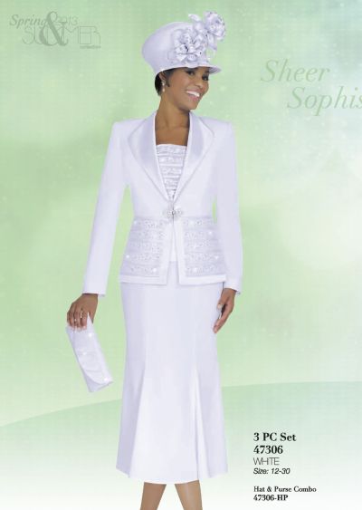 Ben Marc 47306 Womens White Church Suit: French Novelty