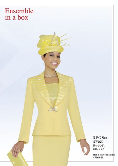 Ben Marc 47365 Womens Yellow Church Suit: French Novelty