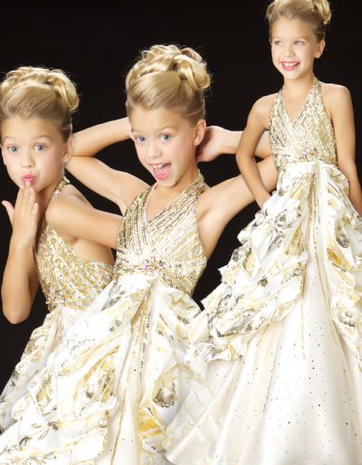 girls gold pageant dress