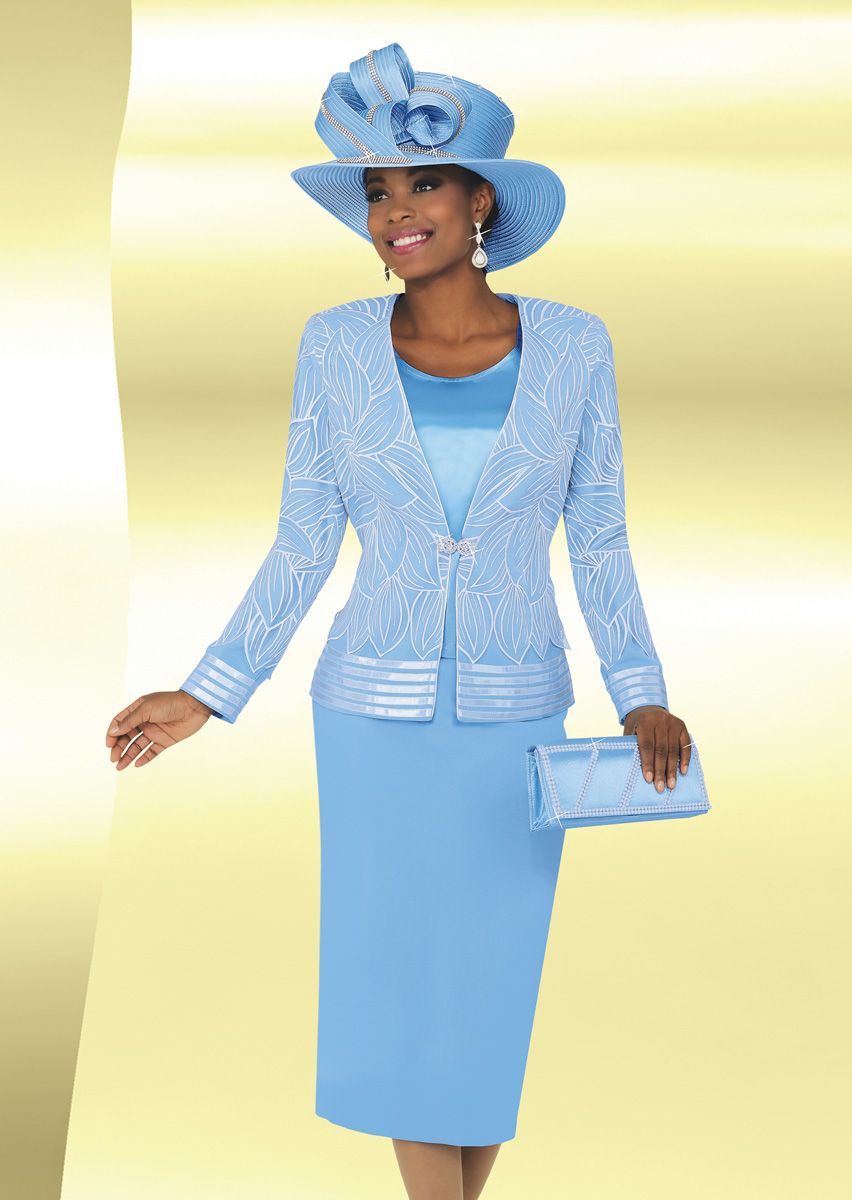Ben Marc 47763 Womens Sheer Church Suit with Hat: French Novelty