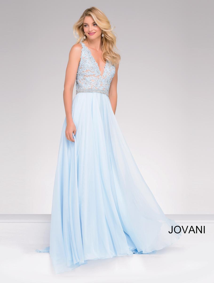 French Novelty Jovani 47948 V Neck Lace Prom Dress 8663