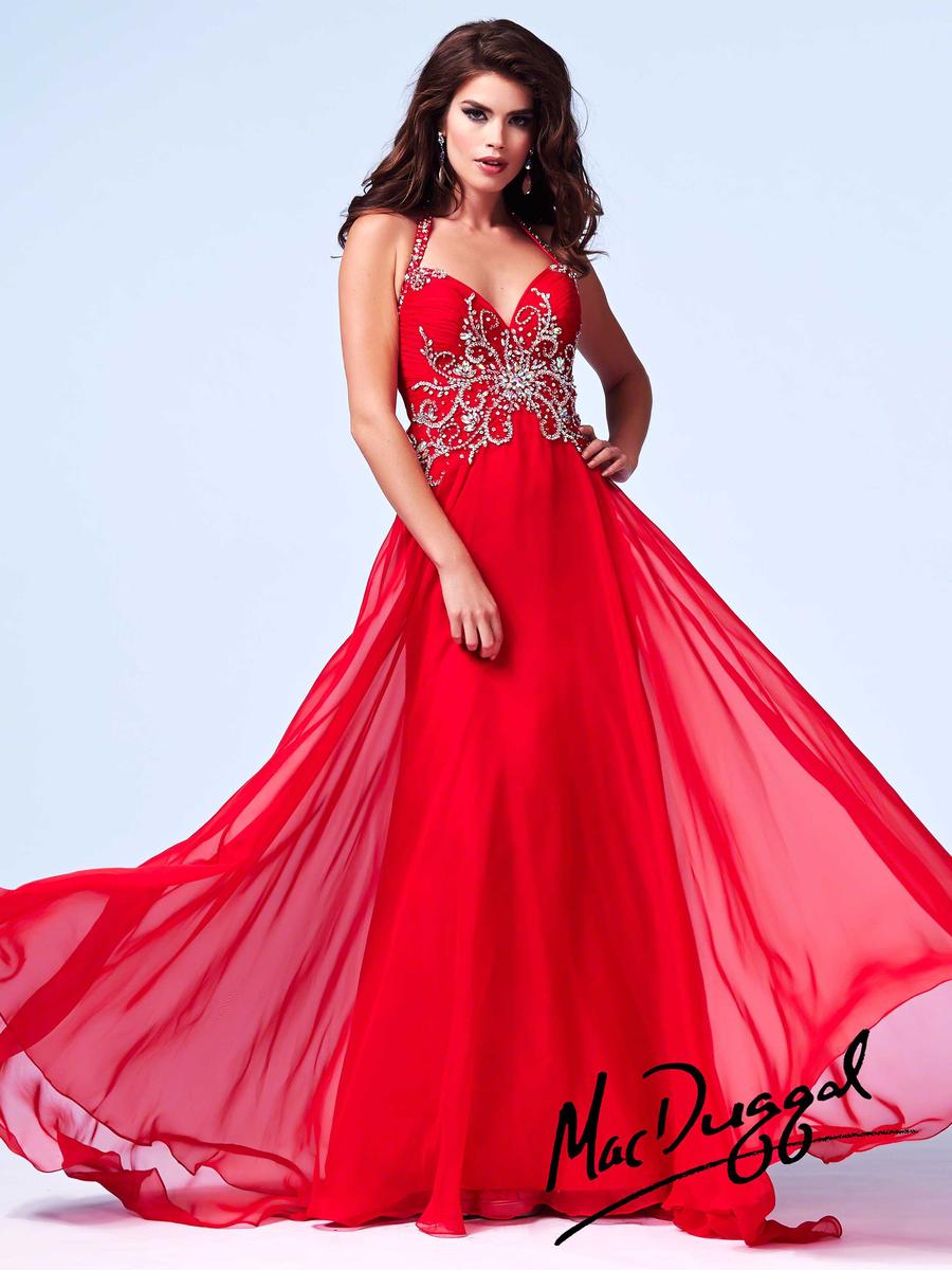 French Novelty: Cassandra Stone by Mac Duggal 48001A Flowing Crossover Gown