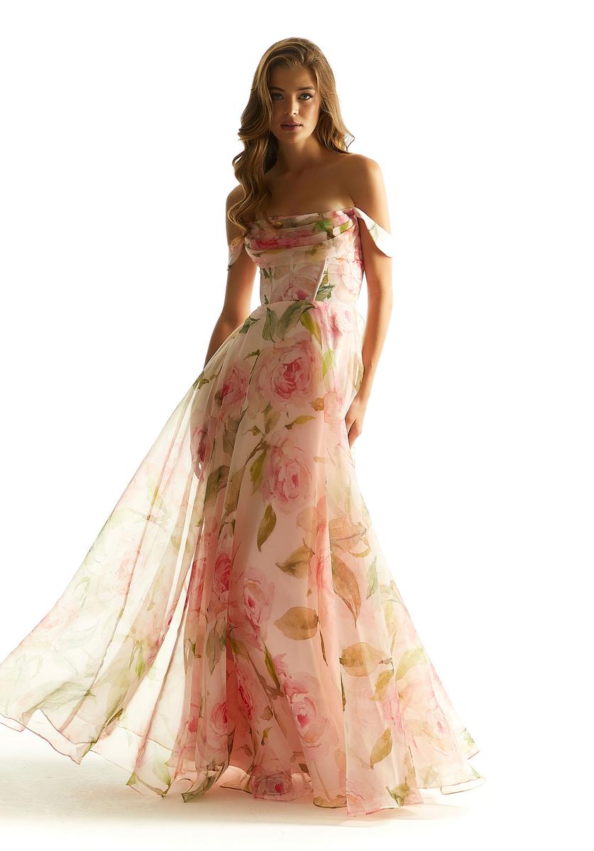 organza floral prom dress