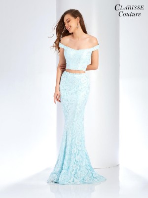 Clarisse Couture 4918 Stretch Lace 2 Piece Prom Gown