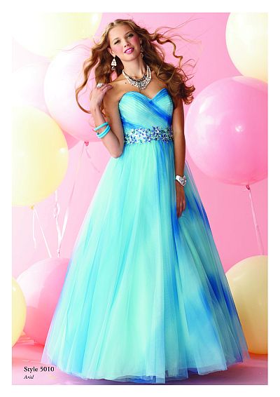 Alfred Angelo Disney Blue Ombre Ball Gown Prom Dress 5010: French Novelty