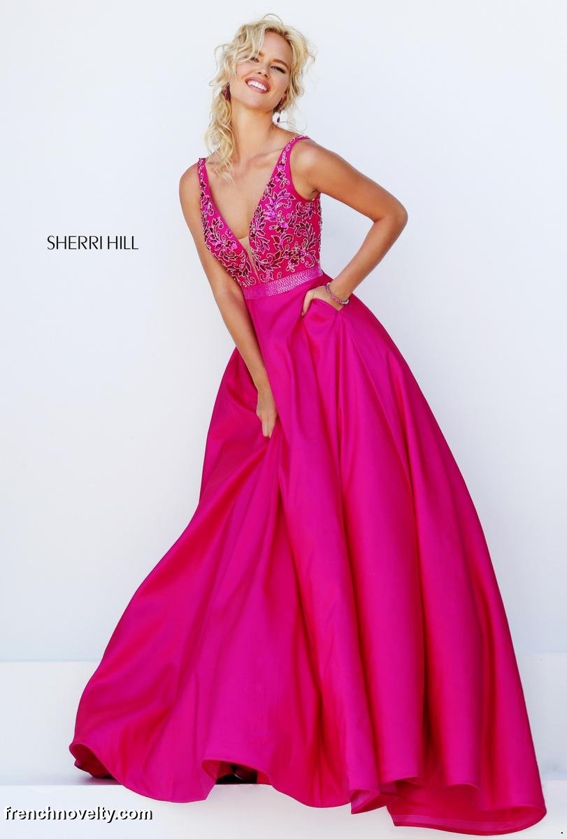 Sherri Hill 50233 Deep V Formal Dress: French Novelty