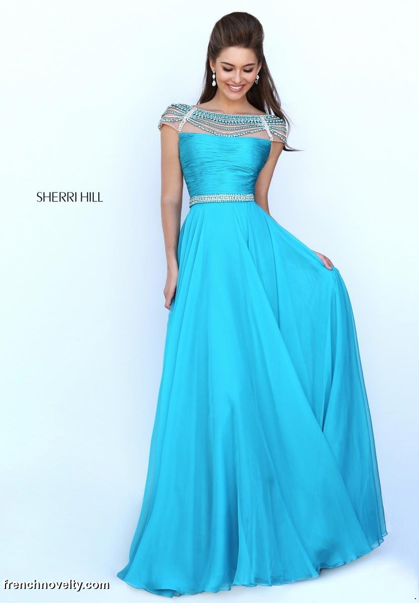 French Novelty: Sherri Hill 50414 Gown with Sheer Draped Beaded Back