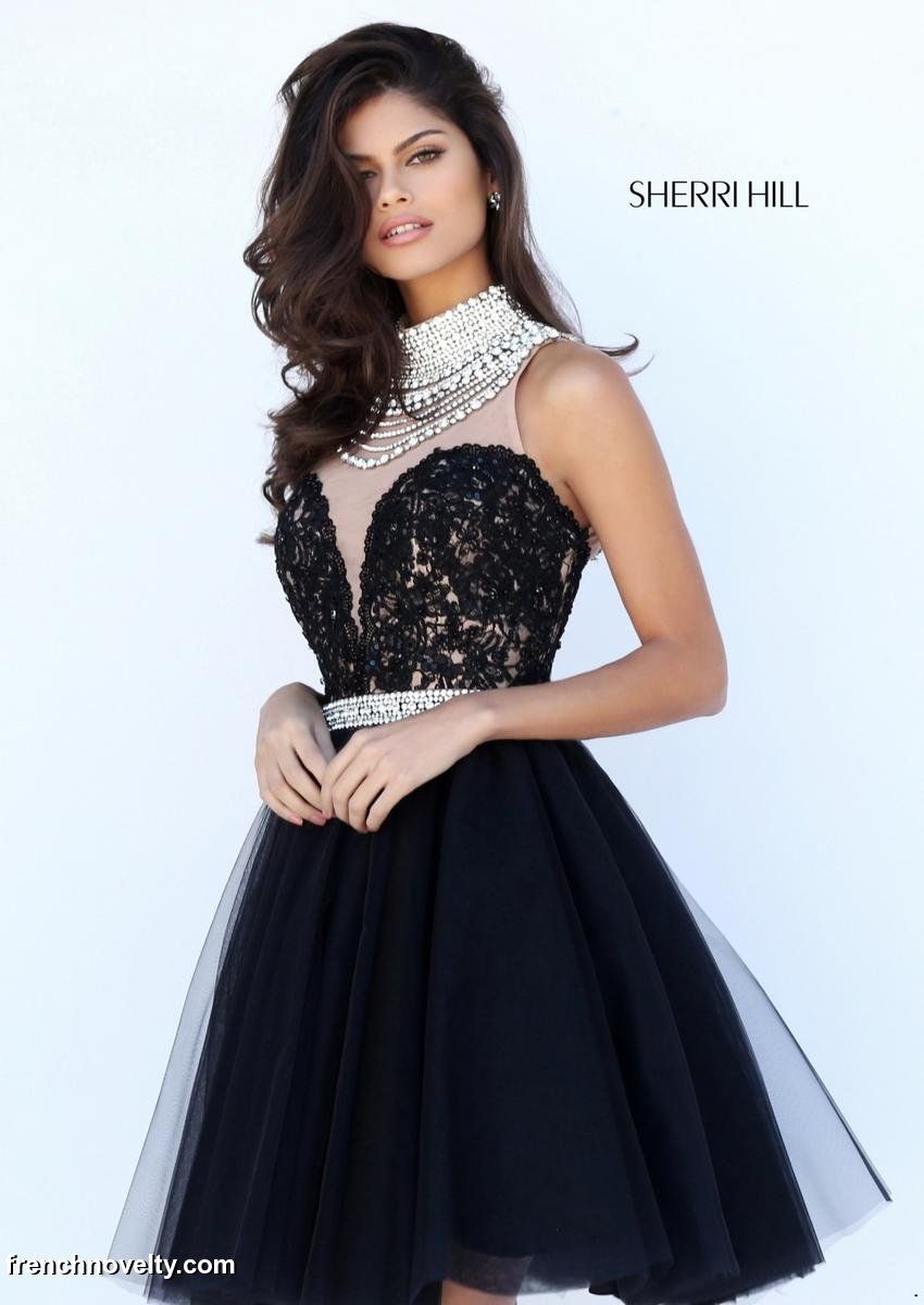 Sherri Hill 50538 High Beaded Neck Short Party Dress: French Novelty