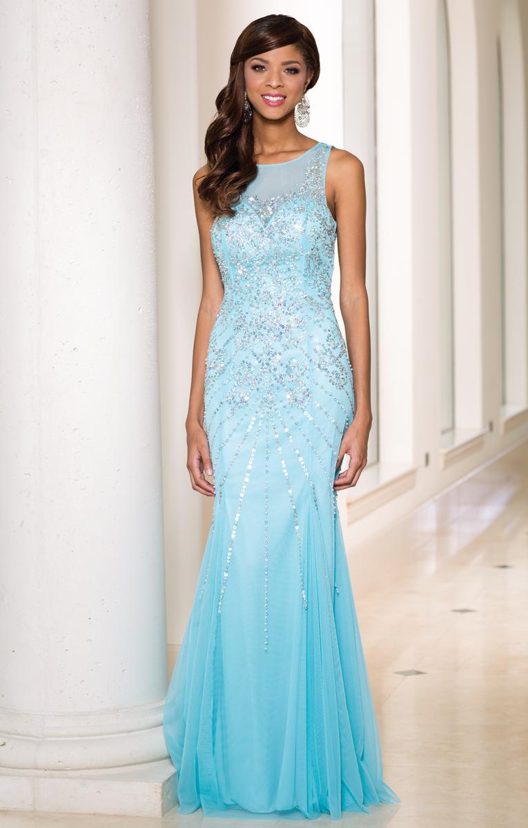 French Novelty: Sean Collection 50860 Sheer Beaded Prom Gown