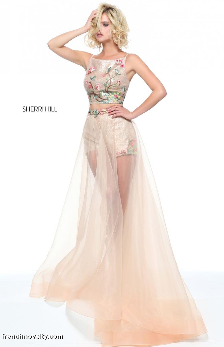 French Novelty: Sherri Hill 51187 Sequin Short Set with Long Overskirt