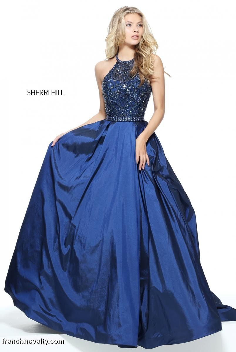 French Novelty: Sherri Hill 51242 Beaded Halter Ball Gown