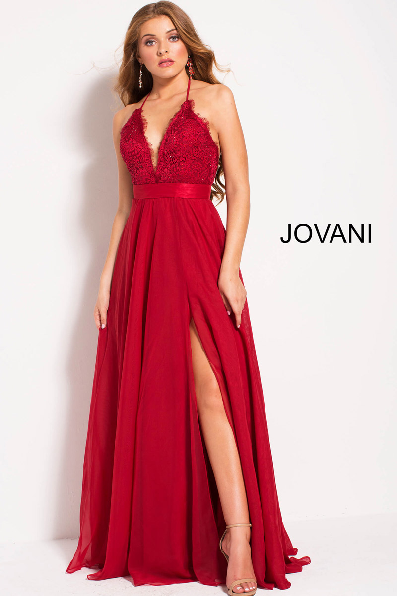 French Novelty: Jovani 51499 Flowing Chiffon Halter Gown