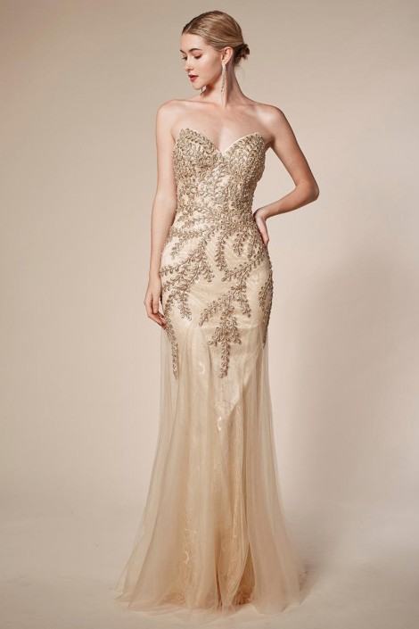 gold beaded wedding dress